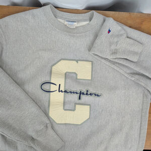 Vintage Champion Varsity Letter Style Reverse Weave Sweatshirt Large
